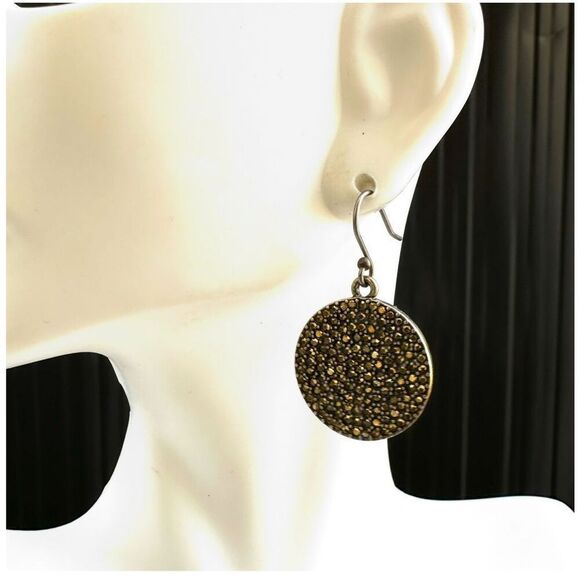 Gold tone circle drop earrings - Picture 6 of 9